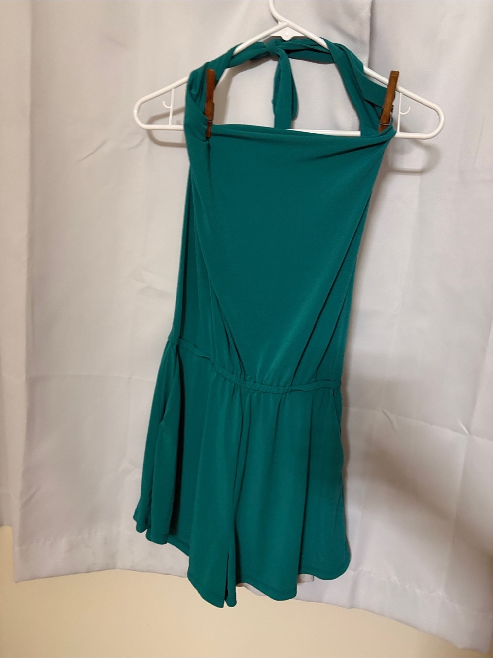 Women’s Teal Halter Romper with pockets